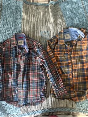 Lot of 2 Mini Biden 5-6Y flannel button downs boys